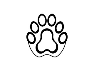 A clean, vector graphic Simple Black Animal Paw Print design and  white background .