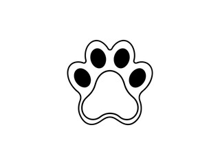 A clean, vector graphic Simple Black Paw Print on White Background .