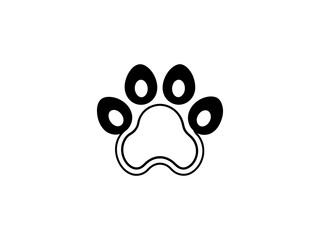 A clean, vector graphic Simple Black Paw Print on White Background .