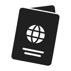 Travel Passport Icon Silhouette on White Background