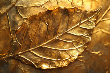 Gold leaf on a buddha statue, soft light illuminating intricate details.