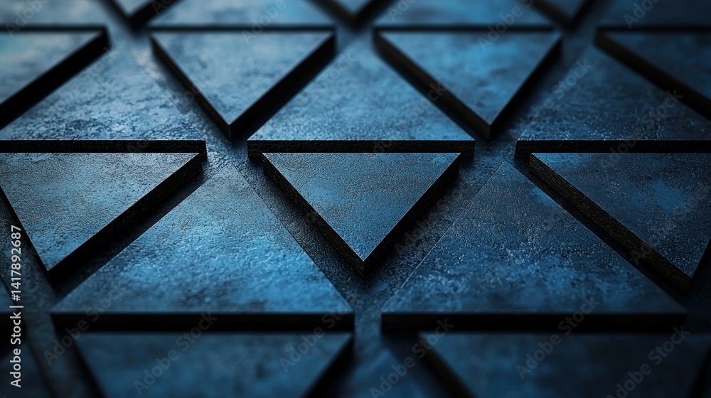Poster Textured blue triangular pattern creating a modern design for backgrounds