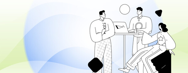 Flat vector illustration of business people operating work scene

