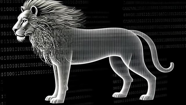 Digital Lion in Binary Code (1)