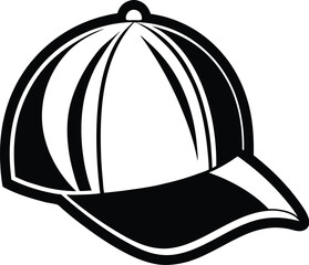 Baseball hat silhouette, front and Baseball hat icon isolated on white background, Sports hat silhouette design, Baseball cap vector illustration 