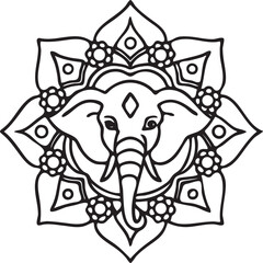 Elephant Mandala Decorative Design
