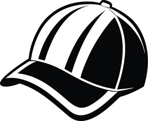 Baseball hat silhouette, front and Baseball hat icon isolated on white background, Sports hat silhouette design, Baseball cap vector illustration 