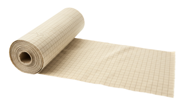 Isolated Roll of Graph Paper Beige Background