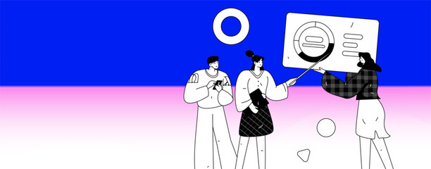 Flat vector illustration of business people operating work scene
