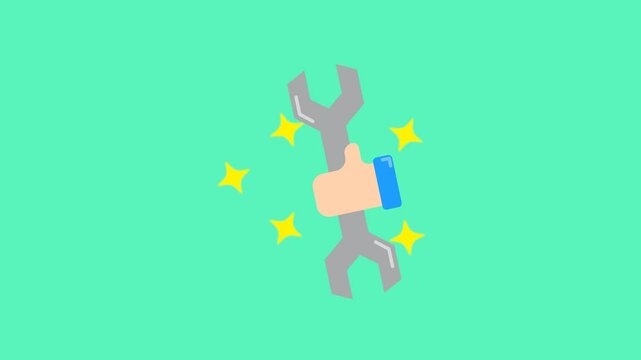 A Hand Holding Wrench Tools Construction Animation. 2d Animation 4k
