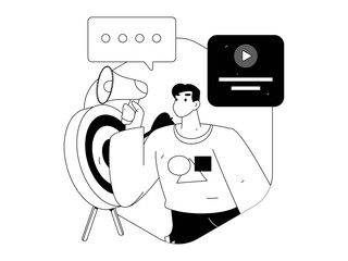 Flat vector illustration of business people operating work scene
