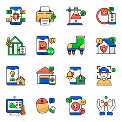 Obraz premium Set of Science and Iot Flat Icons
