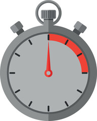 Stopwatch timer with red segment flat design detailed round clock vector illustration