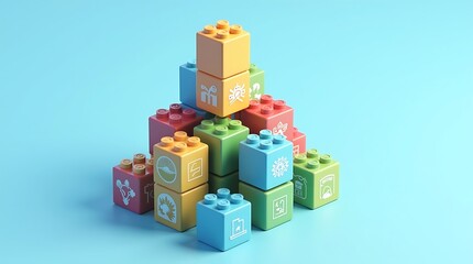 Colorful stacked blocks abstract childrens toys