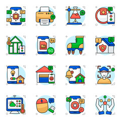 Obraz premium Set of Science and Iot Flat Icons