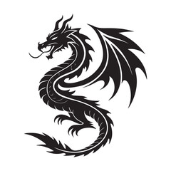 Obraz premium Winged Tribal Dragon Vector.