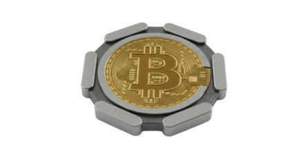 Isolated Bitcoin Coin Digital Currency Metal Frame