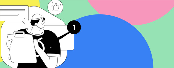 Flat vector illustration of business people operating work scene
