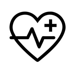 Obraz premium Heart with Cross and Pulse Line Icon Design