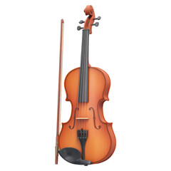 Obraz premium Elegant Wooden Violin with Bow on Isolated Background for Music Lovers, isolated on transparent background.