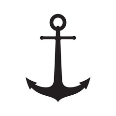 Minimalist Black Anchor Silhouette Icon—Nautical Vector Clipart on White Background