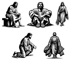 Vector Images of Jesus Christ - Black and White Clipart