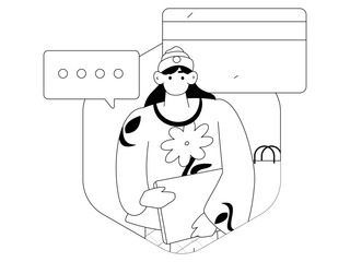 Flat vector illustration of business people operating work scene
