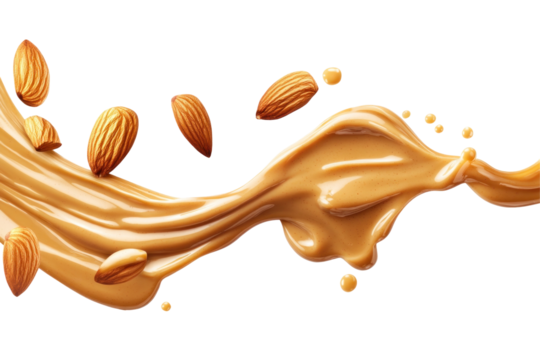 Almond Butter Drizzle Falling... on a transparent background