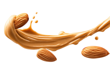 Almond Butter Drizzle Falling... on a transparent background