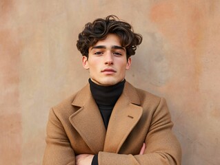 Stylish Man in Camel Coat