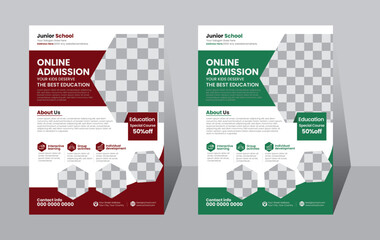 Kids school education admission flyer template. Modern education vertical print flyer or poster template for International Day of Education background, suitable for school flyer, online learning flyer