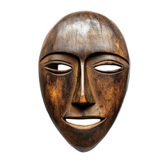 A Wooden Mask Isolated On A W... on a transparent background