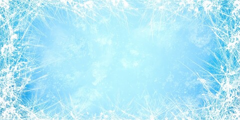A blue background with a white frame and a few ice shards