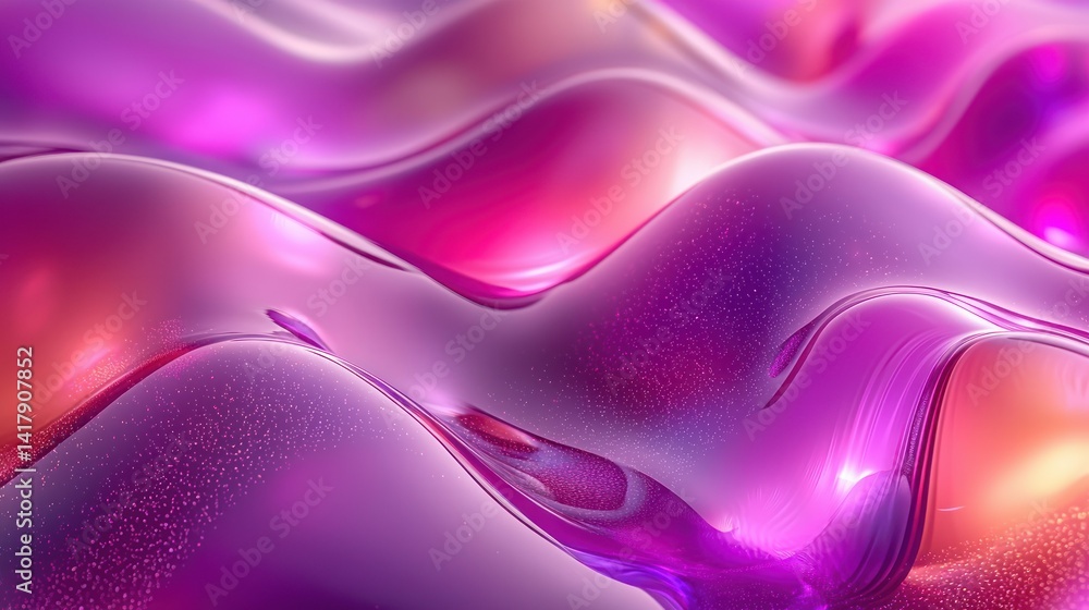 Poster vibrant abstract waves of purple and pink fluid shapes creating a dynamic texture