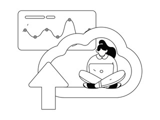 Flat vector illustration of business people operating work scene
