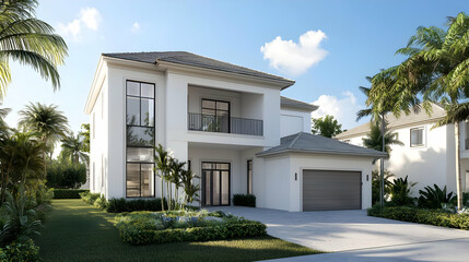 Modern Two-Story House Exterior In Florida