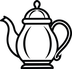 Obraz premium Teapot silhouette, Teapot silhouette icon, Kitchen teapot vector, Tableware for hot drinks, Teapot flat design, Black teapot outline illustration