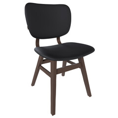 Black wooden chair isolated on transparent