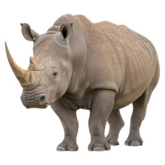 Obraz premium Majestic Rhinoceros Standing Proudly in Natural Habitat Environment, isolated on transparent background.