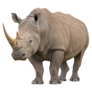 Majestic Rhinoceros Standing Proudly in Natural Habitat Environment, isolated on transparent background.