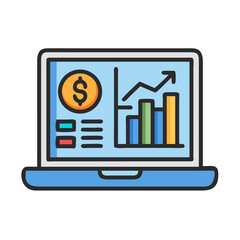 Laptop Displaying Financial Dashboard Icon Design