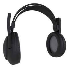 Modern black headphones isolated on transparent