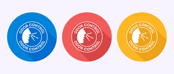 Odor control icon design illustration. Anti bad smell icon, Odor free label in shadow button design