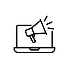 Laptop with Megaphone for Promotion Icon Design