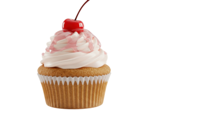 Isolated Cupcake with Cherry Topping Dessert