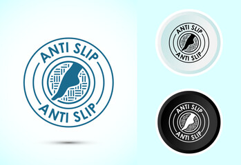 Anti slip icon design illustration. Non slip safety icon, Slip prevention sign symbol in color black and white