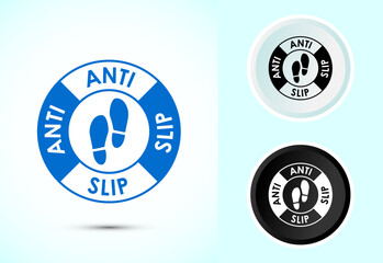 Anti slip icon design illustration. Non slip safety icon, Slip prevention sign symbol in color black and white