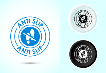 Anti slip icon design illustration. Non slip safety icon, Slip prevention sign symbol in color black and white