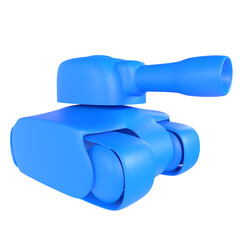 Blue toy tank isolated on transparent