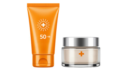 Isolated Sunscreen Lotion and Cream Set for Skin Protection